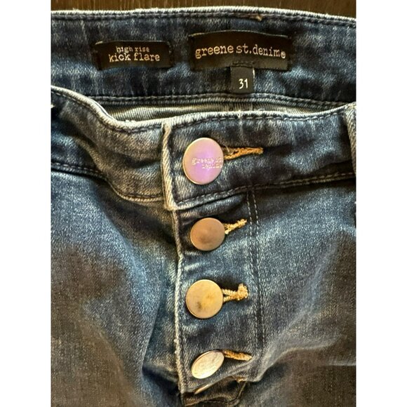 Greene St. Denim High Rise Kick Flare Button Fly Cropped  Jeans Size 31 - Picture 3 of 8